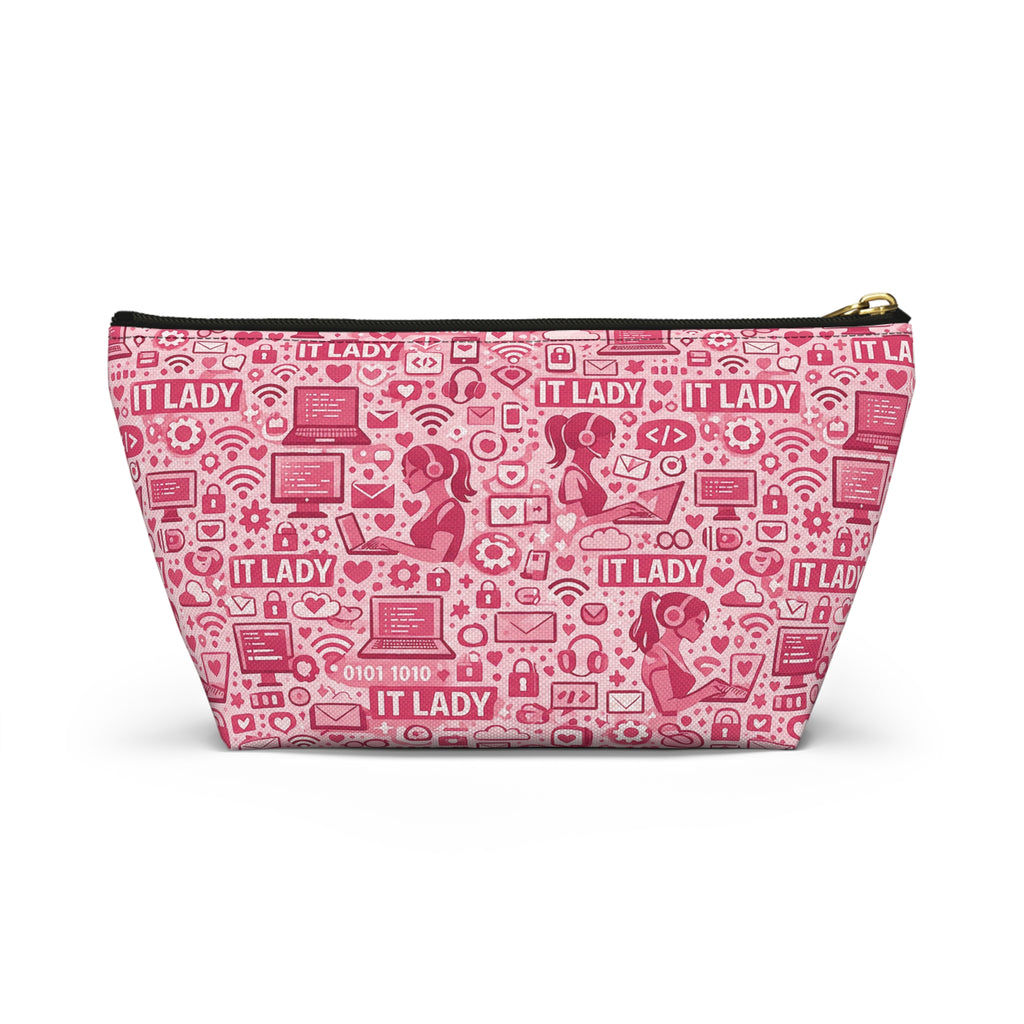IT Lady Pink Tech Accessory Pouch - T‑Bottom Makeup & Gadget Organizer