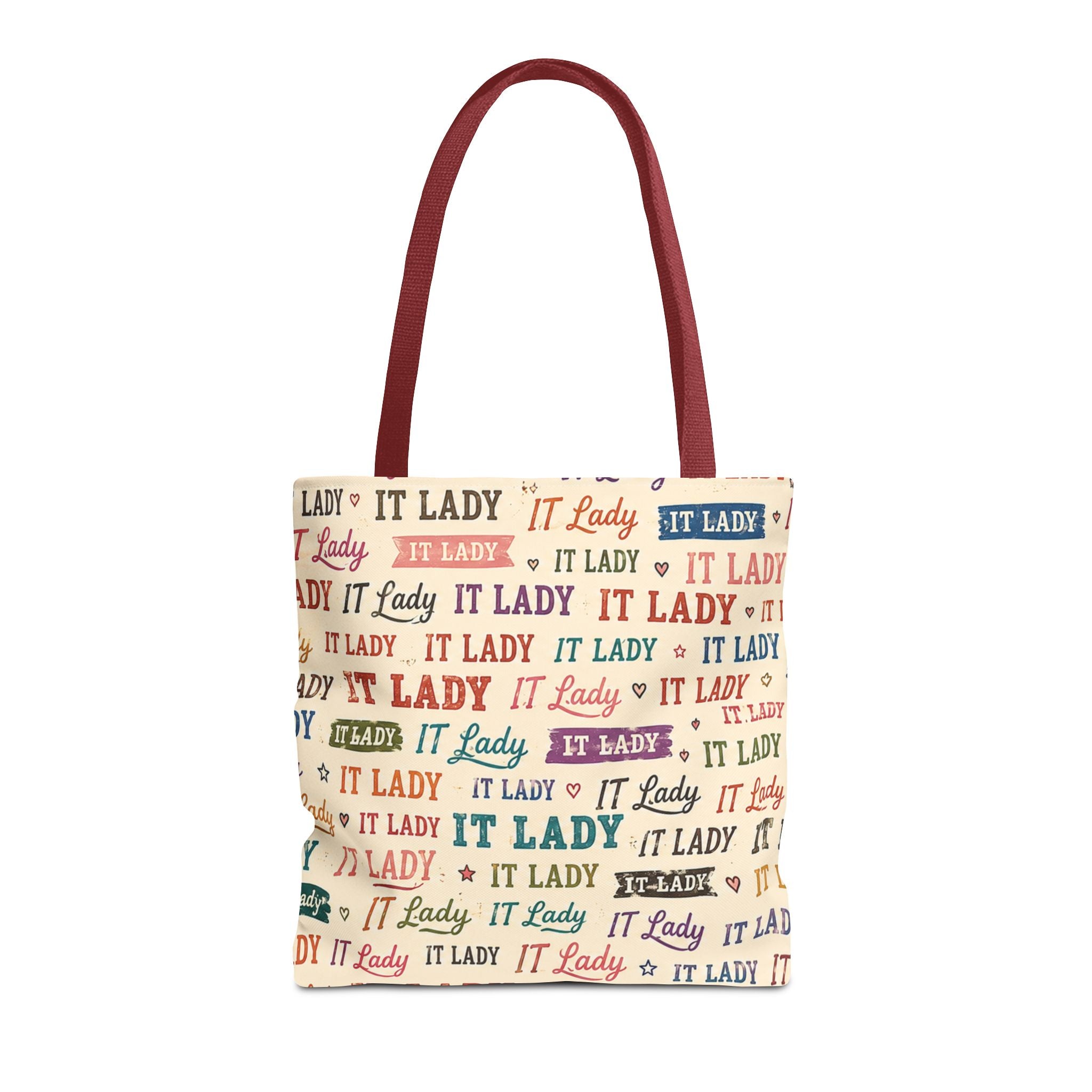 IT Lady Tote Bag - Retro Multicolor Typography All-Over Print