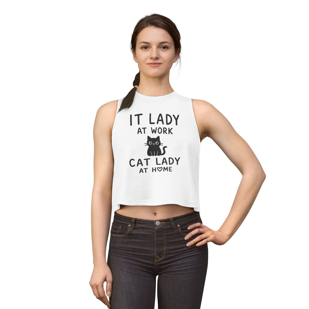 IT Lady at Work, Cat Lady at Home Crop Top