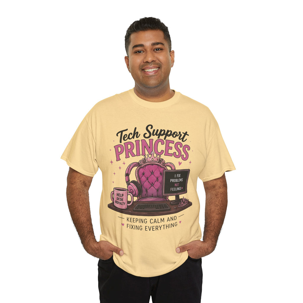 Tech Support Princess Keeping Calm and Fixing Everything Heavy Cotton T‑Shirt