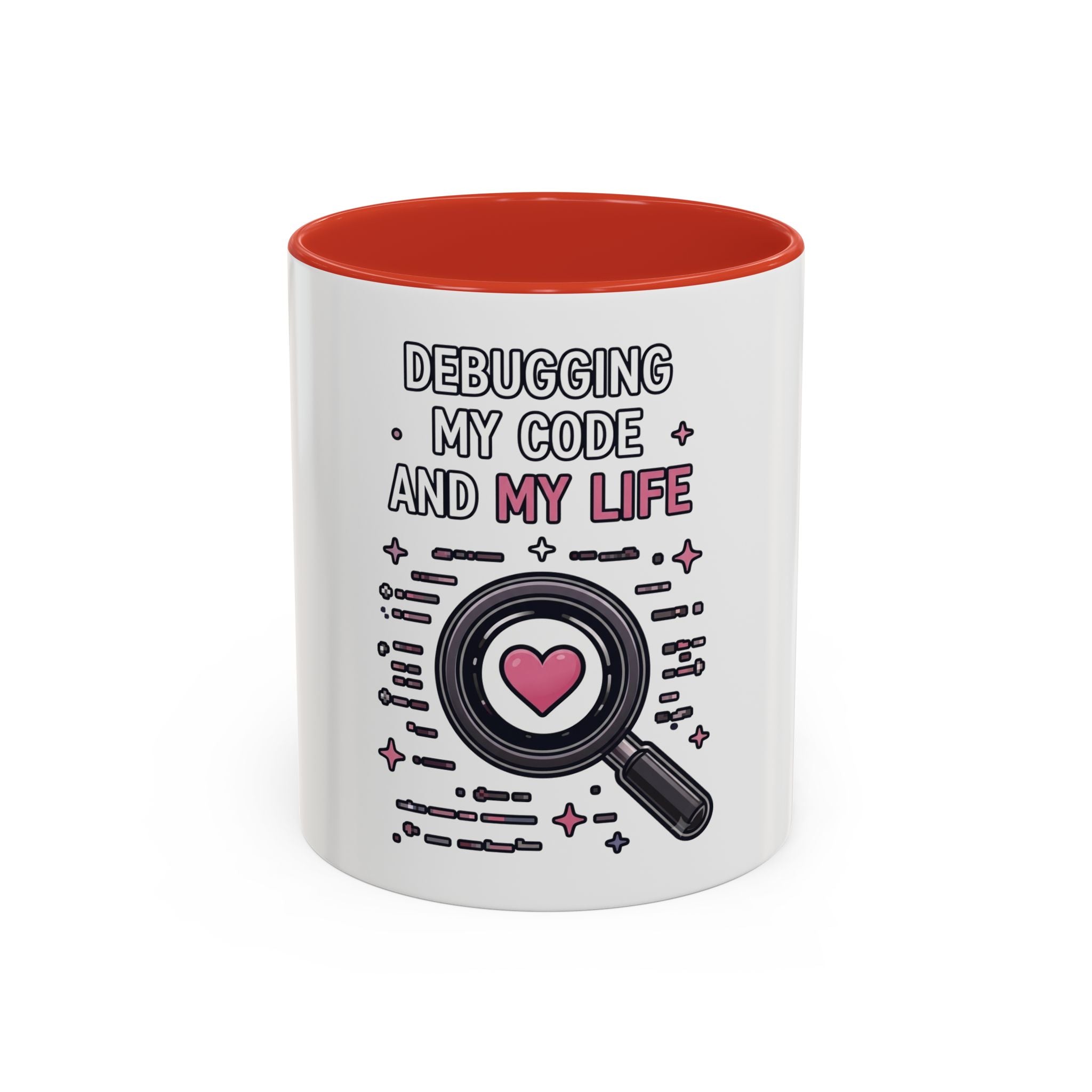 Debugging My Code and My Life Accent Coffee Mug - Coder Gifts, Funny Programming Mug (11/15oz)