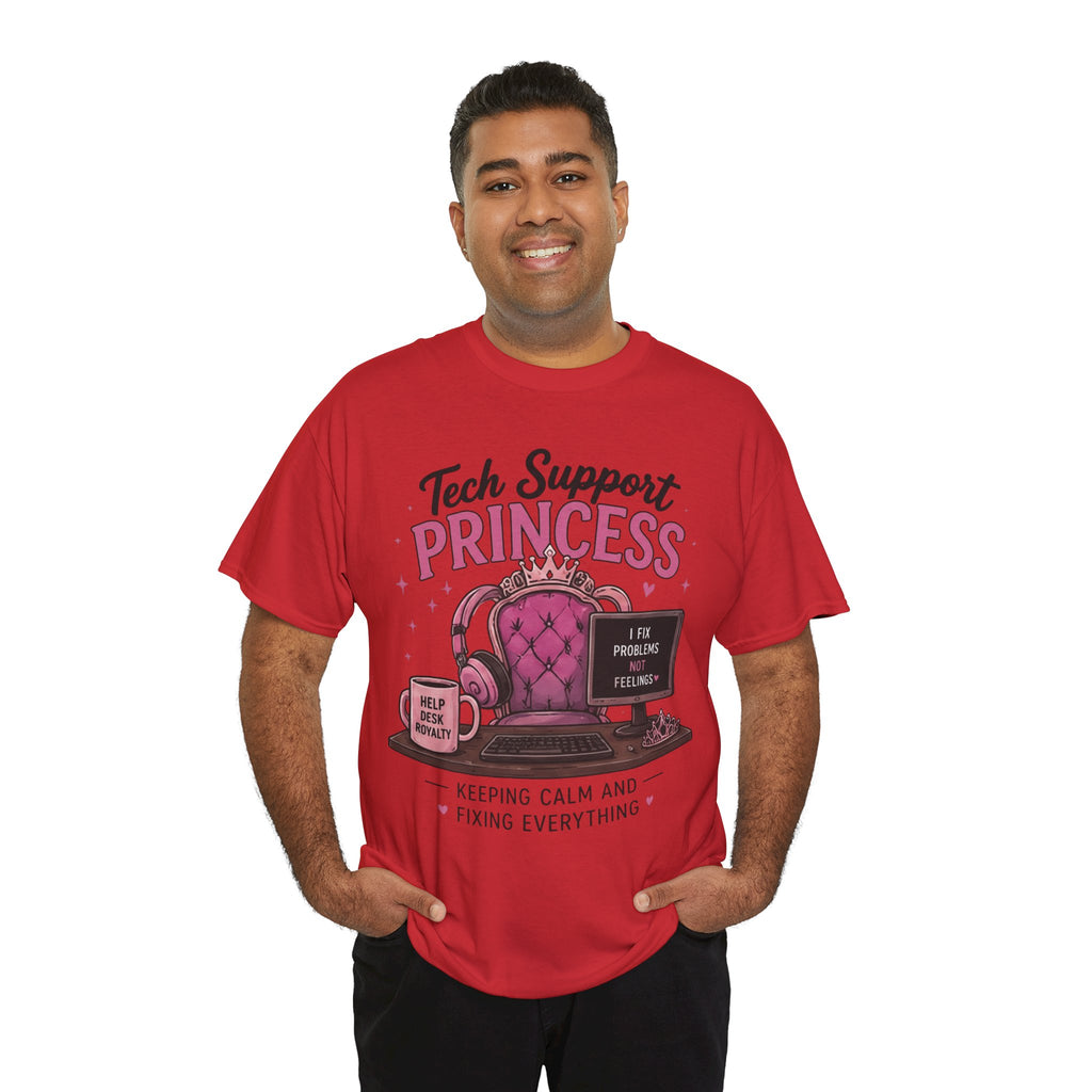 Tech Support Princess Keeping Calm and Fixing Everything Heavy Cotton T‑Shirt