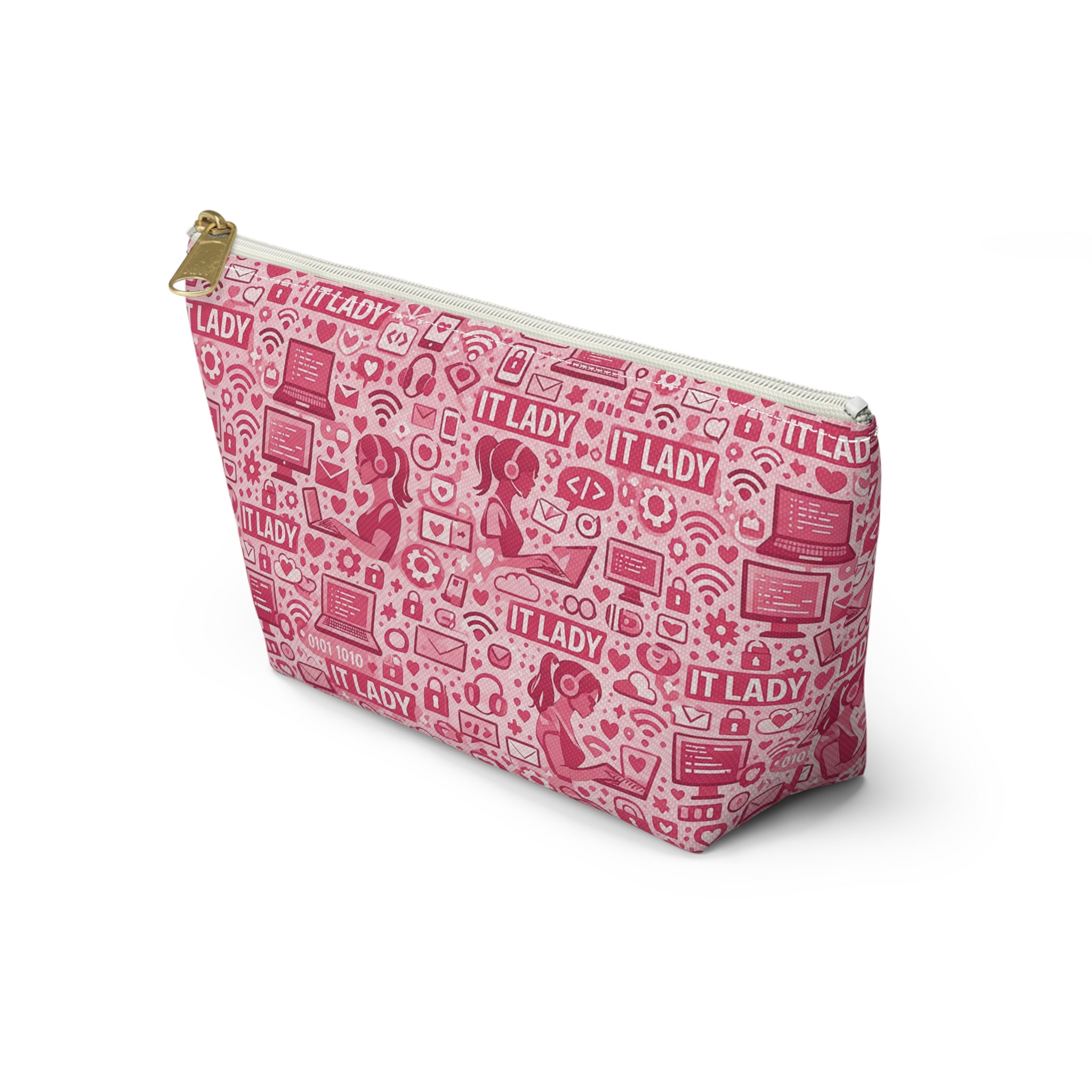IT Lady Pink Tech Accessory Pouch - T‑Bottom Makeup & Gadget Organizer