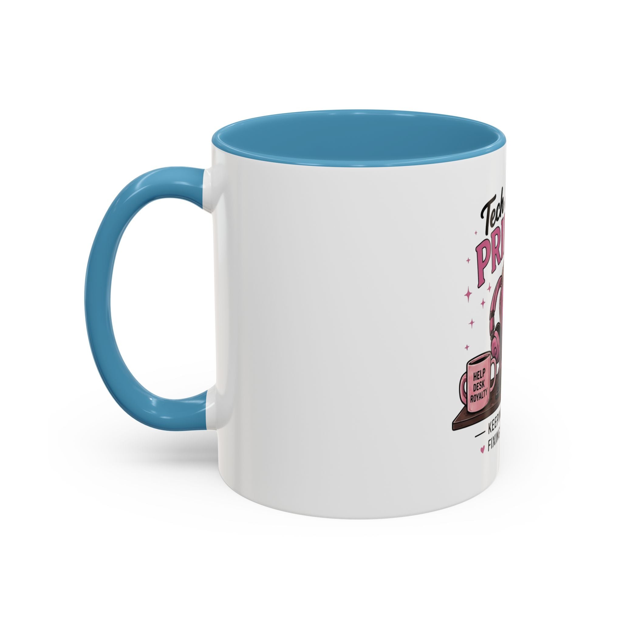 Coffee First Tickets Accent Mug - Funny Pink Heart Coffee Lover Gift (11/15oz)
