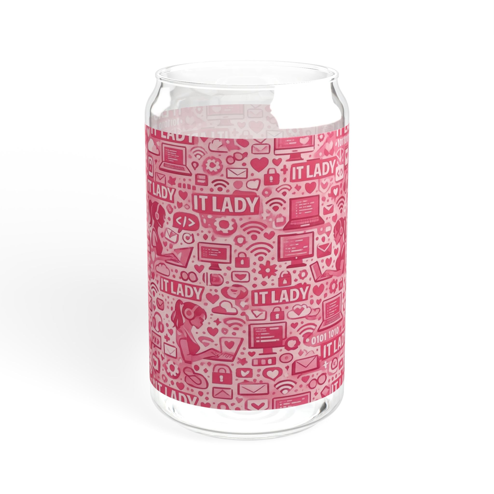 IT Lady Pink Pattern Sipper Glass, 16oz