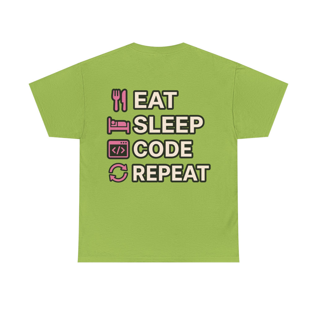 "Eat Sleep Code Repeat" Coder Heavy Cotton T‑Shirt