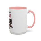 Coffee First Tickets Accent Mug - Funny Pink Heart Coffee Lover Gift (11/15oz)