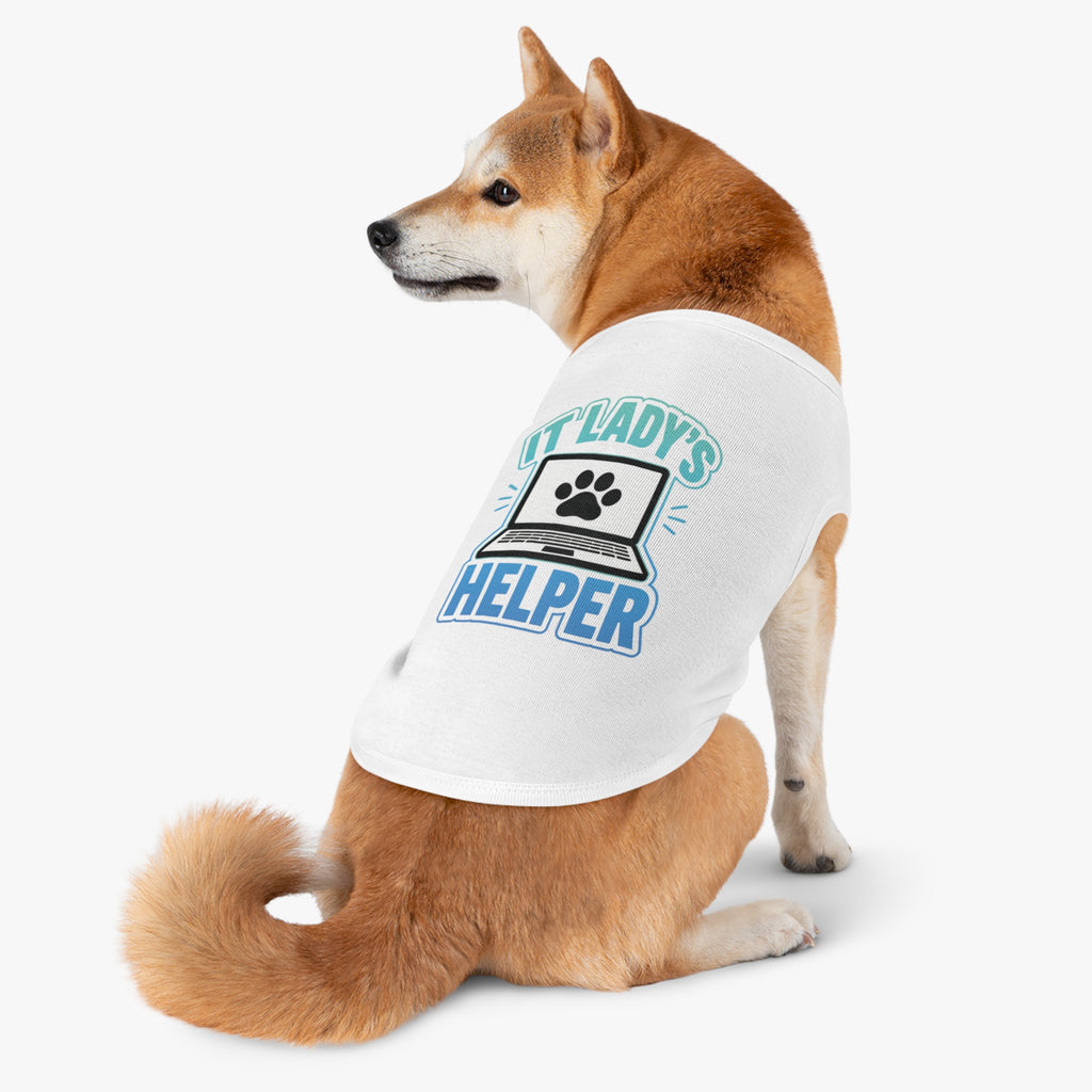 IT LADY'S HELPER Laptop Paw Graphic Dog & Cat Tee Pet Tank Top