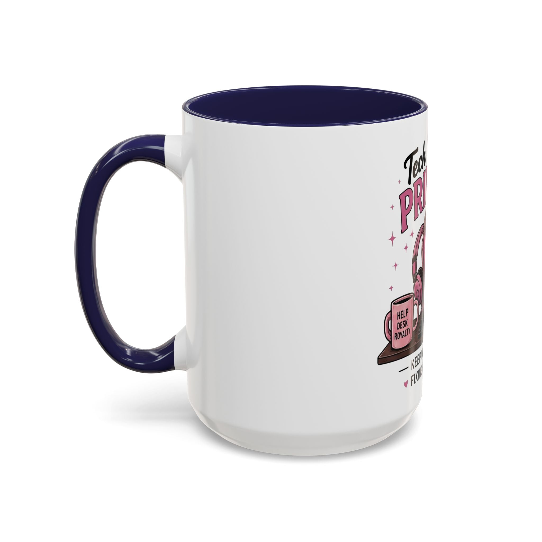 Coffee First Tickets Accent Mug - Funny Pink Heart Coffee Lover Gift (11/15oz)