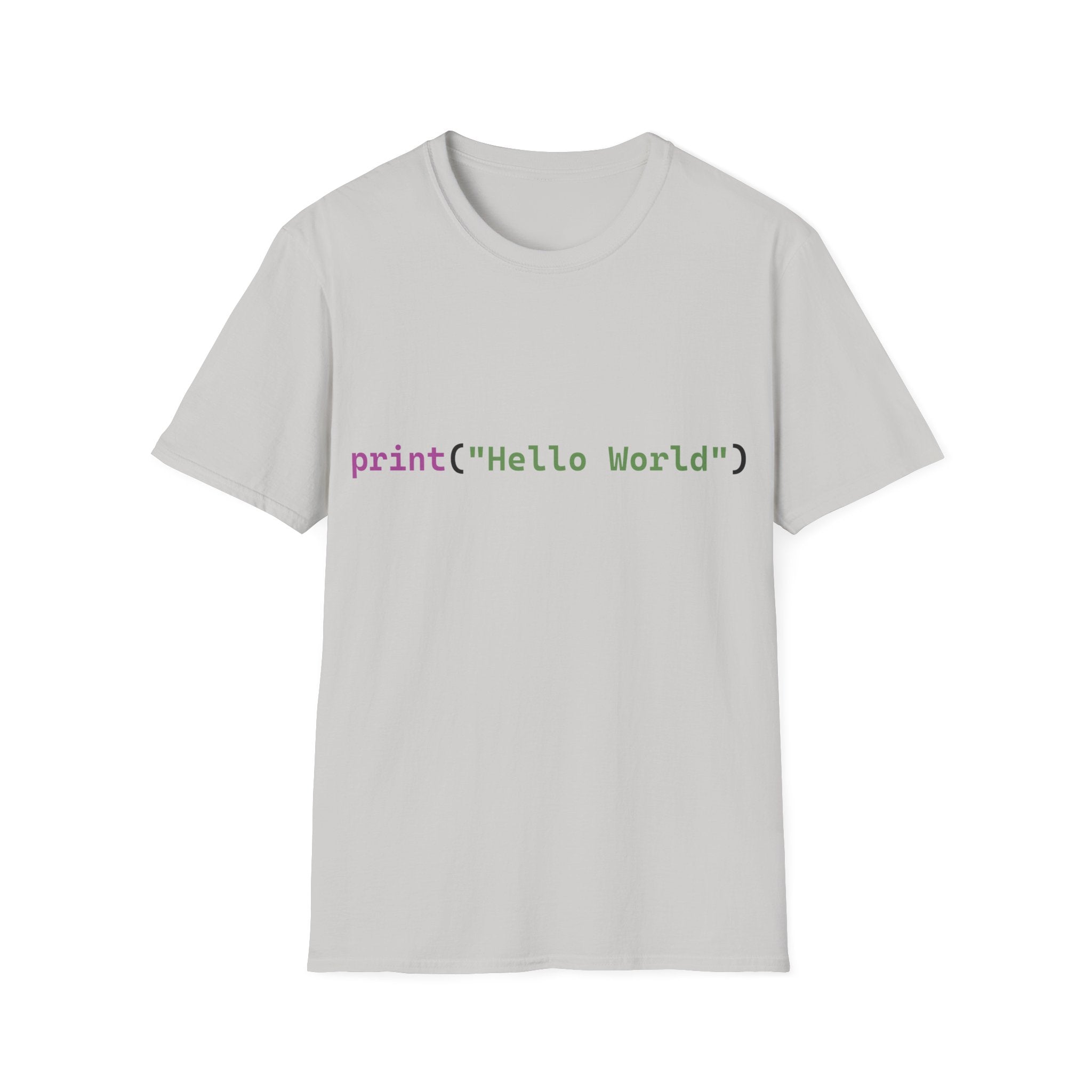 Front: print("Hello World") Back: Hello World Programmer Unisex Softstyle T-Shirt