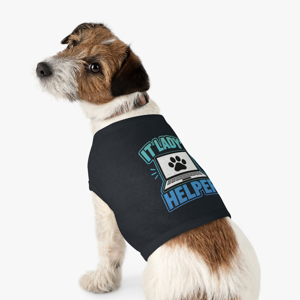 IT LADY'S HELPER Laptop Paw Graphic Dog & Cat Tee Pet Tank Top