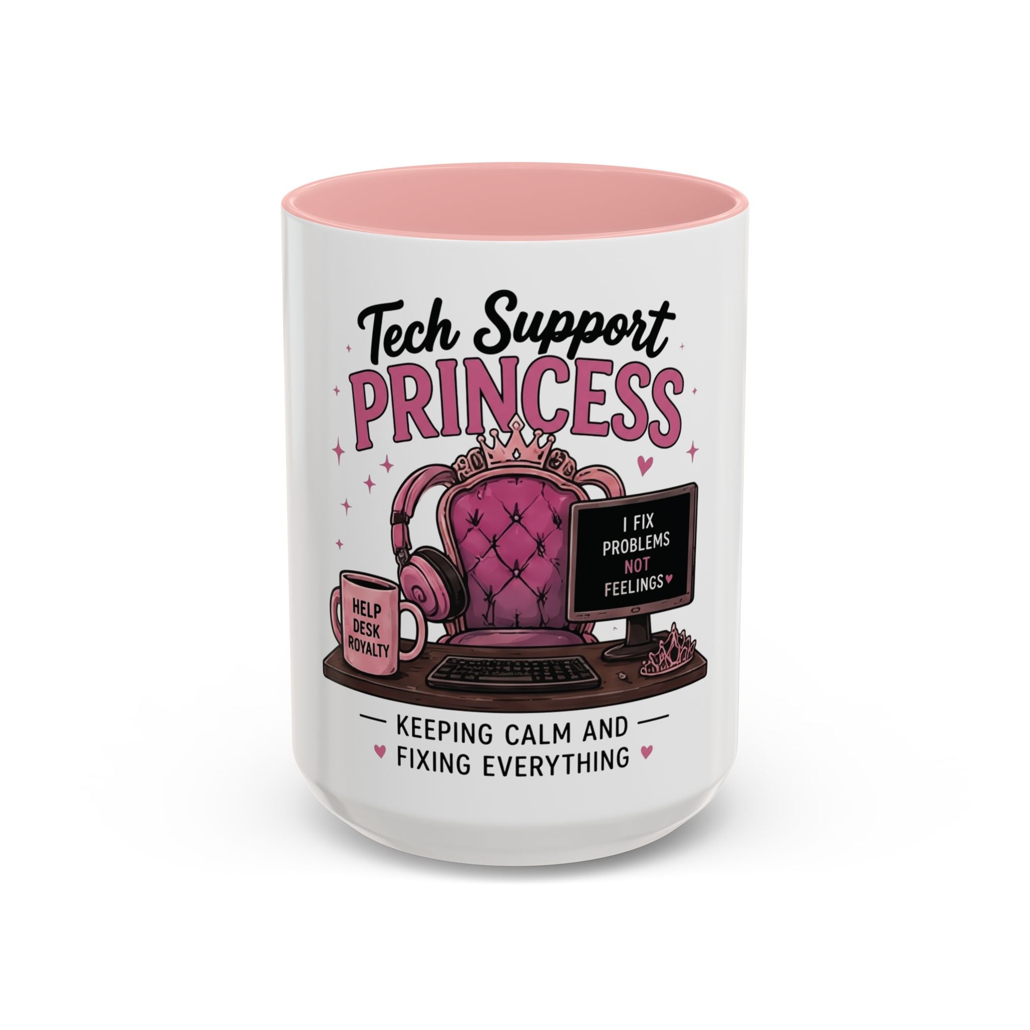 Coffee First Tickets Accent Mug - Funny Pink Heart Coffee Lover Gift (11/15oz)