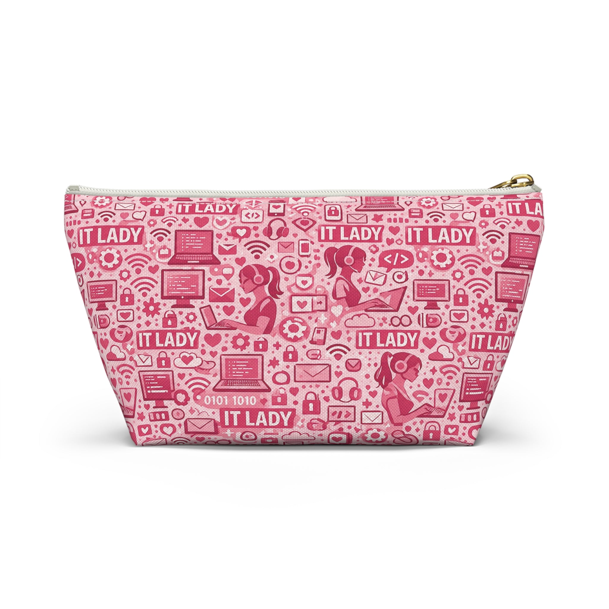 IT Lady Pink Tech Accessory Pouch - T‑Bottom Makeup & Gadget Organizer