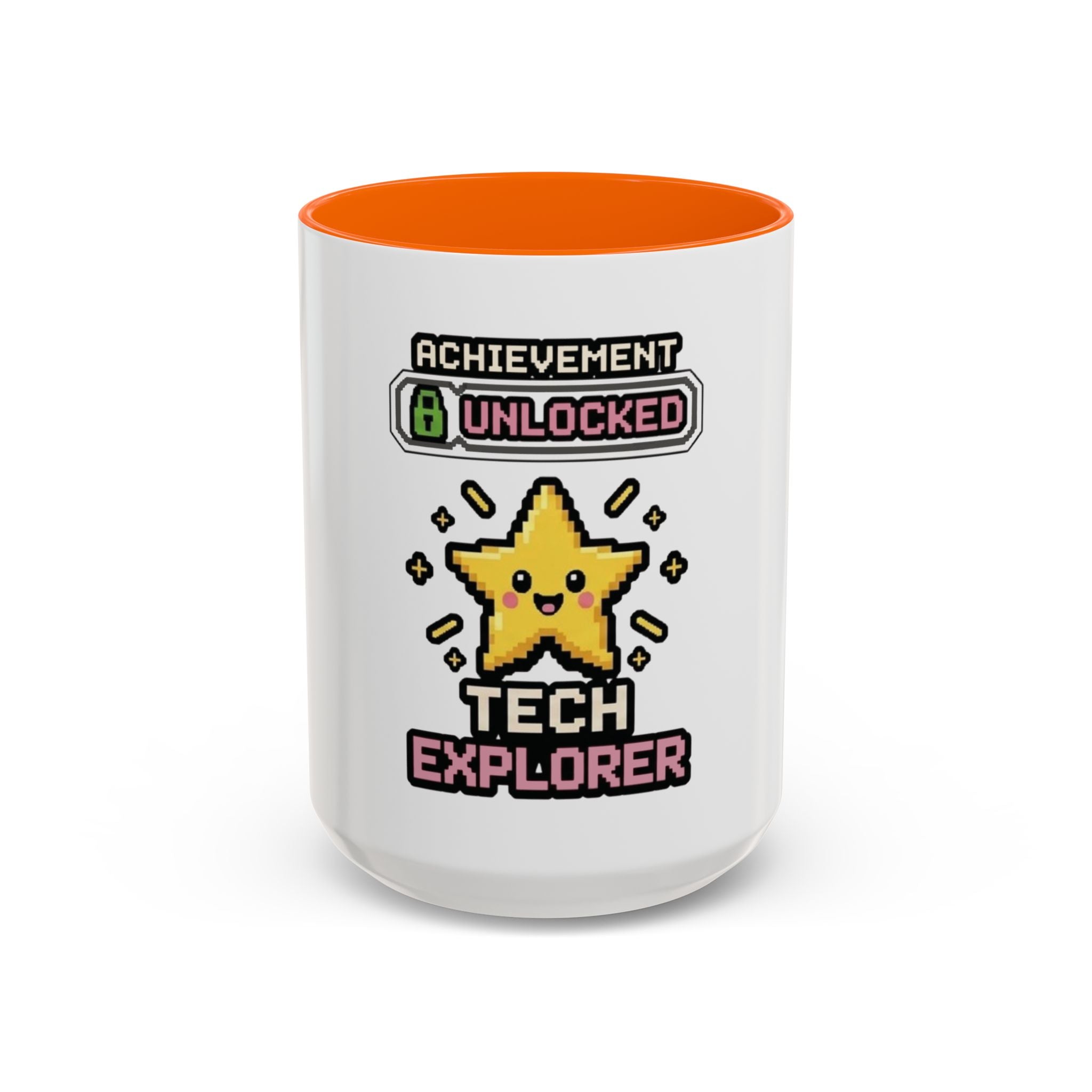 Achievement Unlocked: Tech Explorer Accent Coffee Mug - Cute Pixel Star Gamer Gift