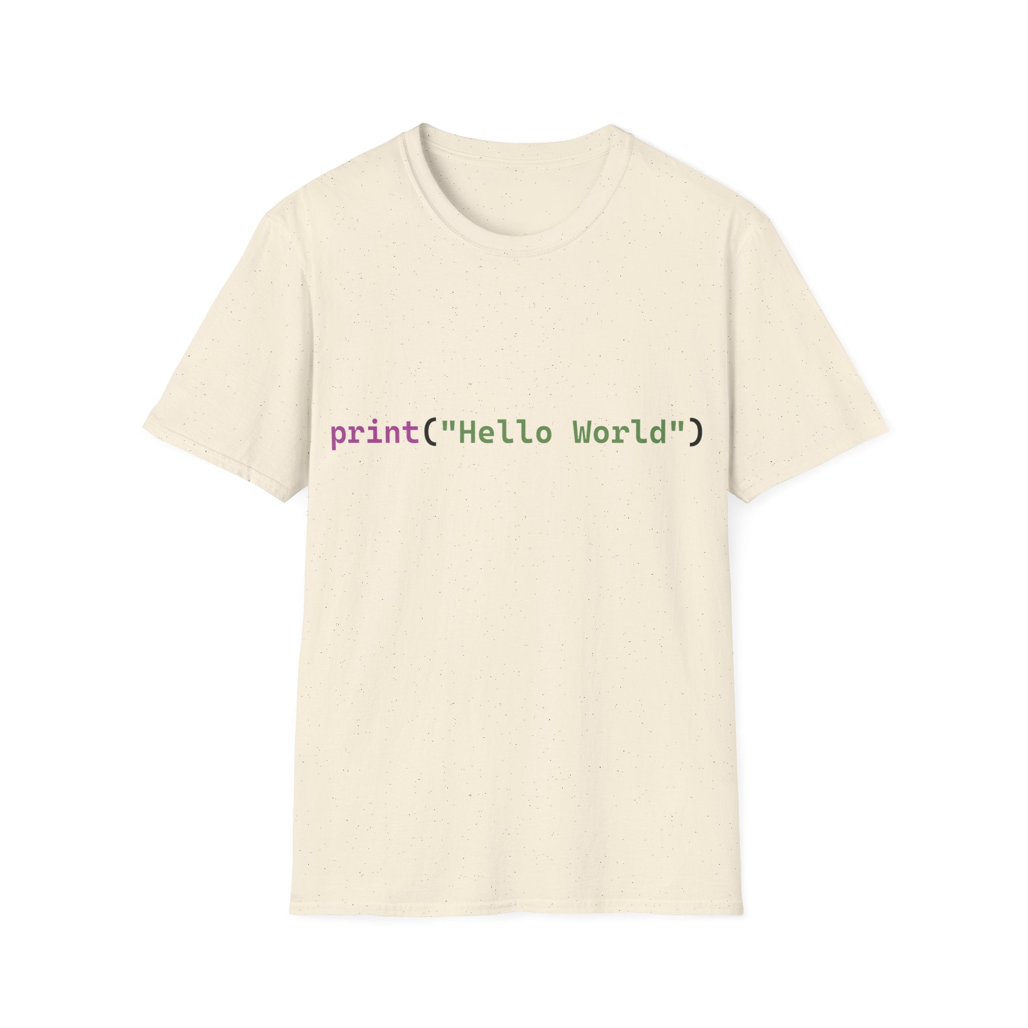 Front: print("Hello World") Back: Hello World Programmer Unisex Softstyle T-Shirt