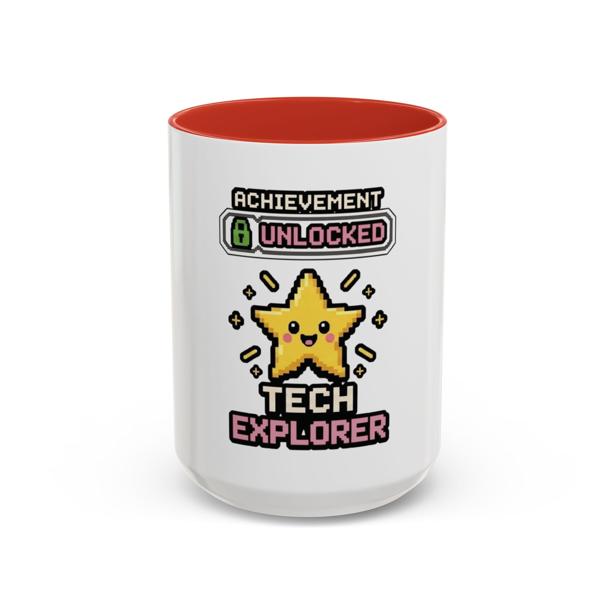 Achievement Unlocked: Tech Explorer Accent Coffee Mug - Cute Pixel Star Gamer Gift