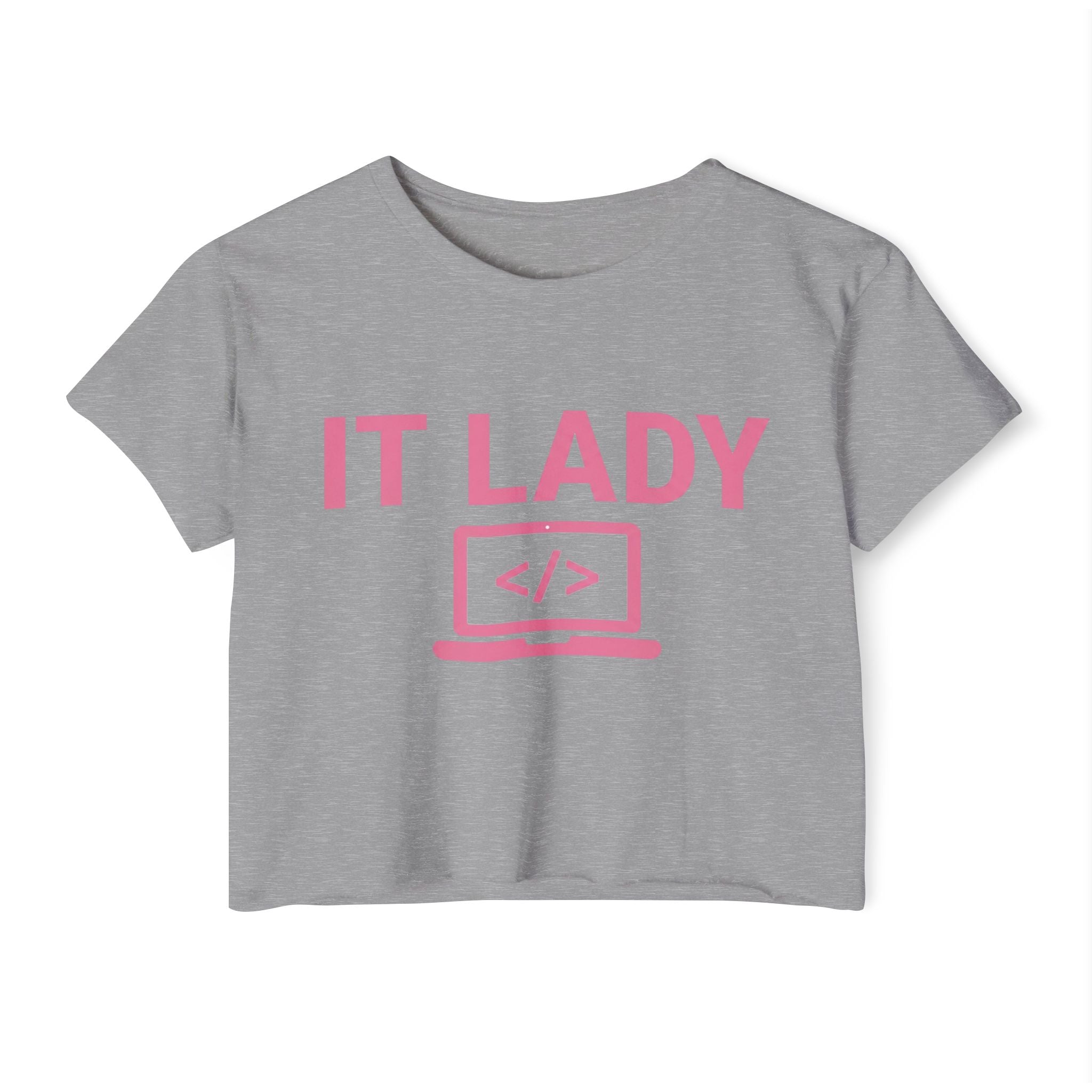 IT Lady with Laptop Crop Top T-Shirt