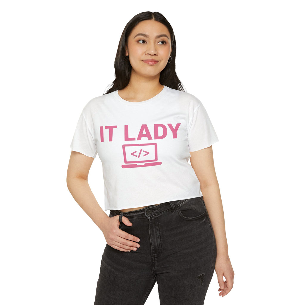 IT Lady with Laptop Crop Top T-Shirt