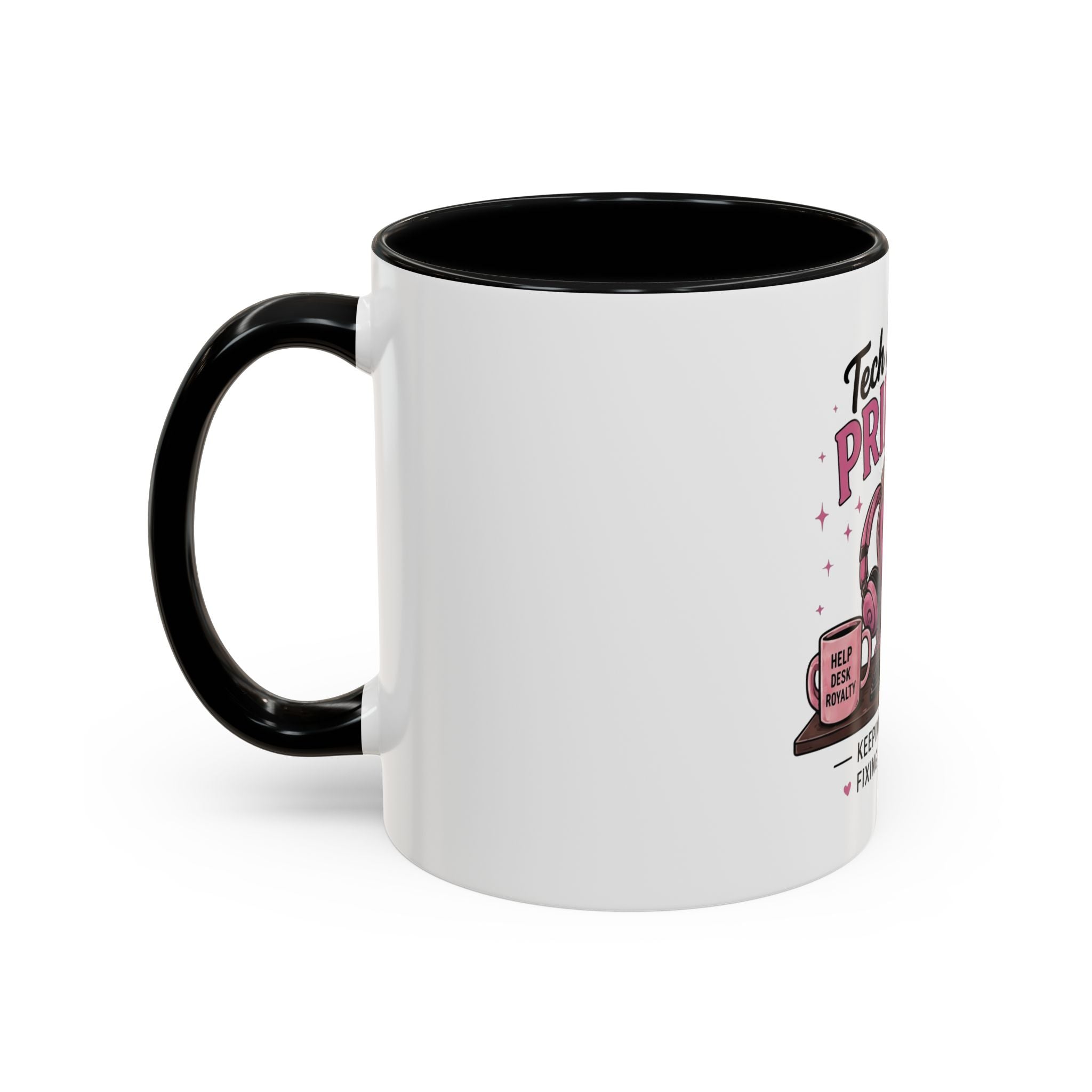 Coffee First Tickets Accent Mug - Funny Pink Heart Coffee Lover Gift (11/15oz)