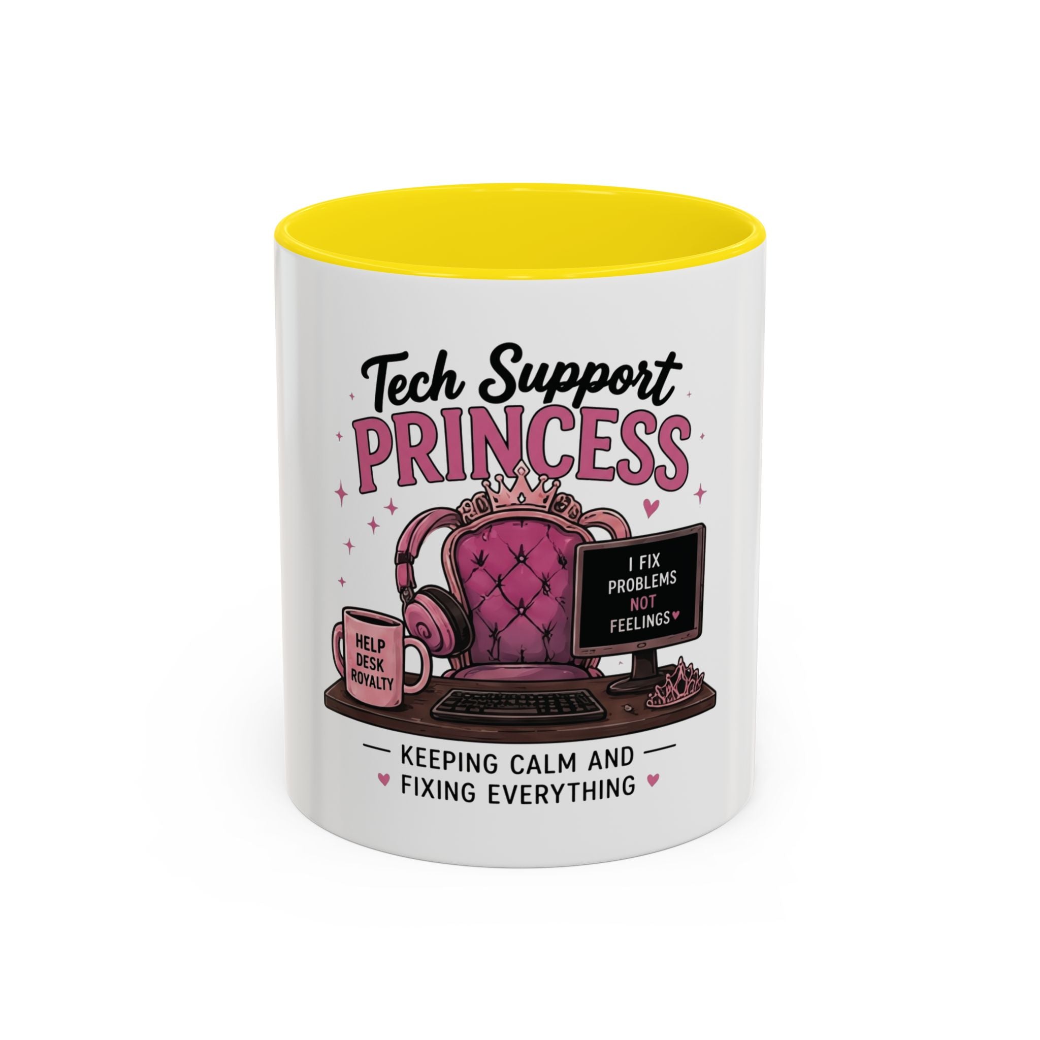 Coffee First Tickets Accent Mug - Funny Pink Heart Coffee Lover Gift (11/15oz)