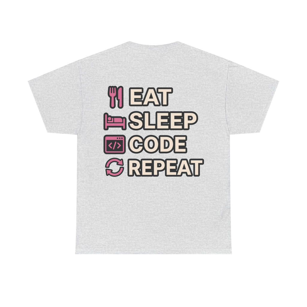 "Eat Sleep Code Repeat" Coder Heavy Cotton T‑Shirt