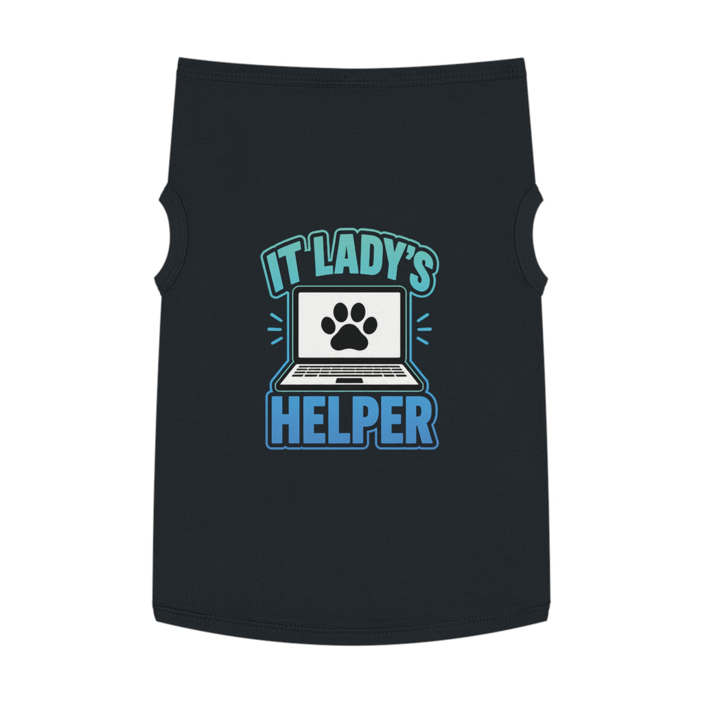 IT LADY'S HELPER Laptop Paw Graphic Dog & Cat Tee Pet Tank Top