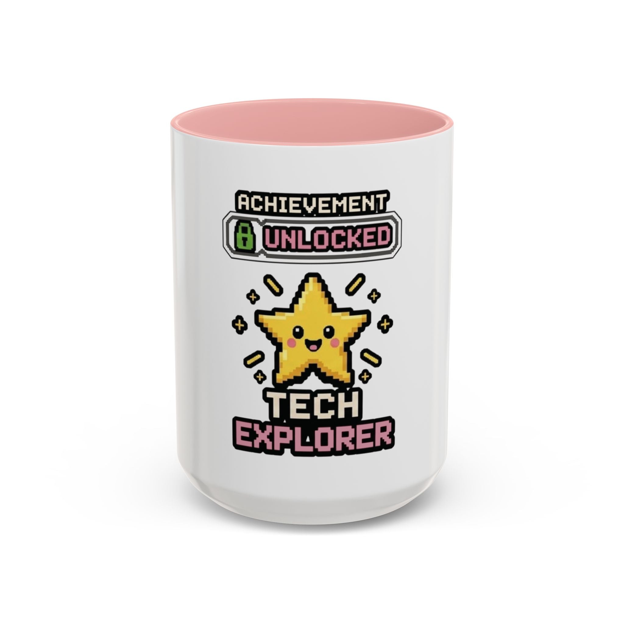 Achievement Unlocked: Tech Explorer Accent Coffee Mug - Cute Pixel Star Gamer Gift