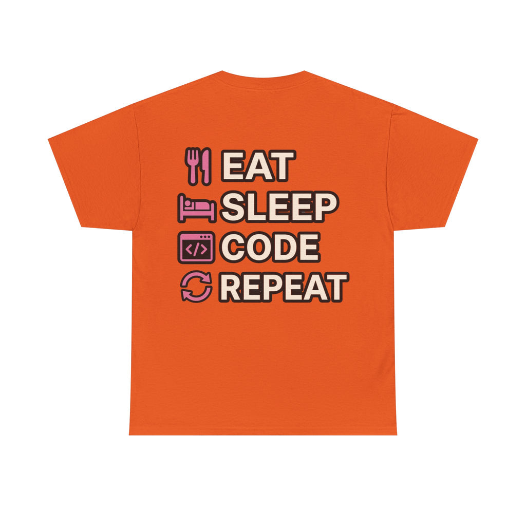 "Eat Sleep Code Repeat" Coder Heavy Cotton T‑Shirt
