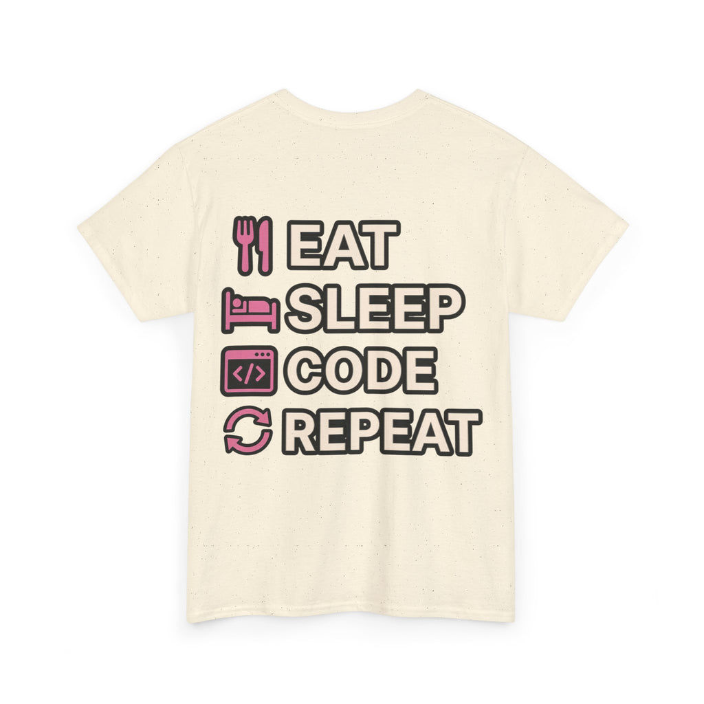 "Eat Sleep Code Repeat" Coder Heavy Cotton T‑Shirt