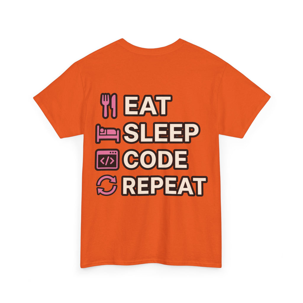 "Eat Sleep Code Repeat" Coder Heavy Cotton T‑Shirt