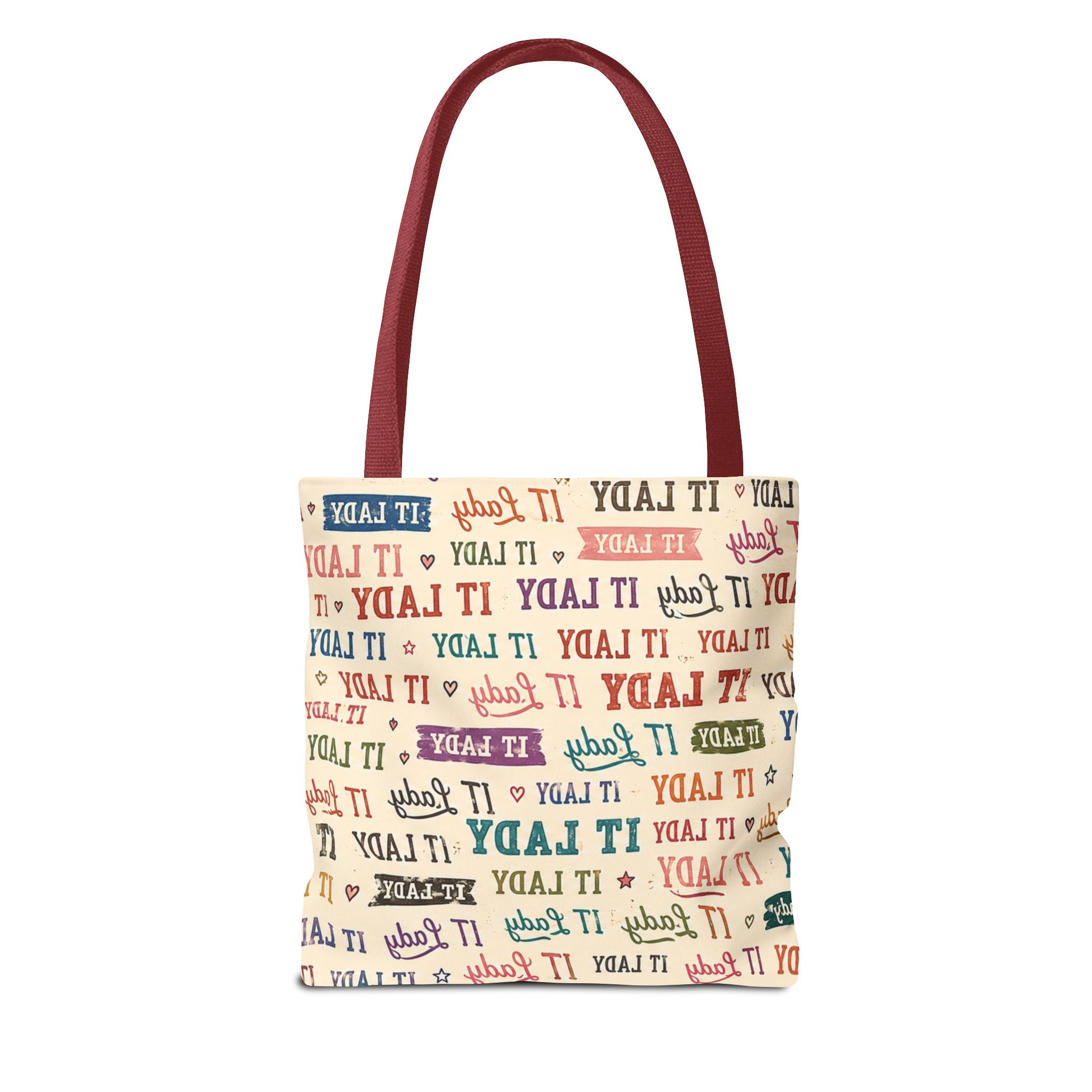 IT Lady Tote Bag - Retro Multicolor Typography All-Over Print