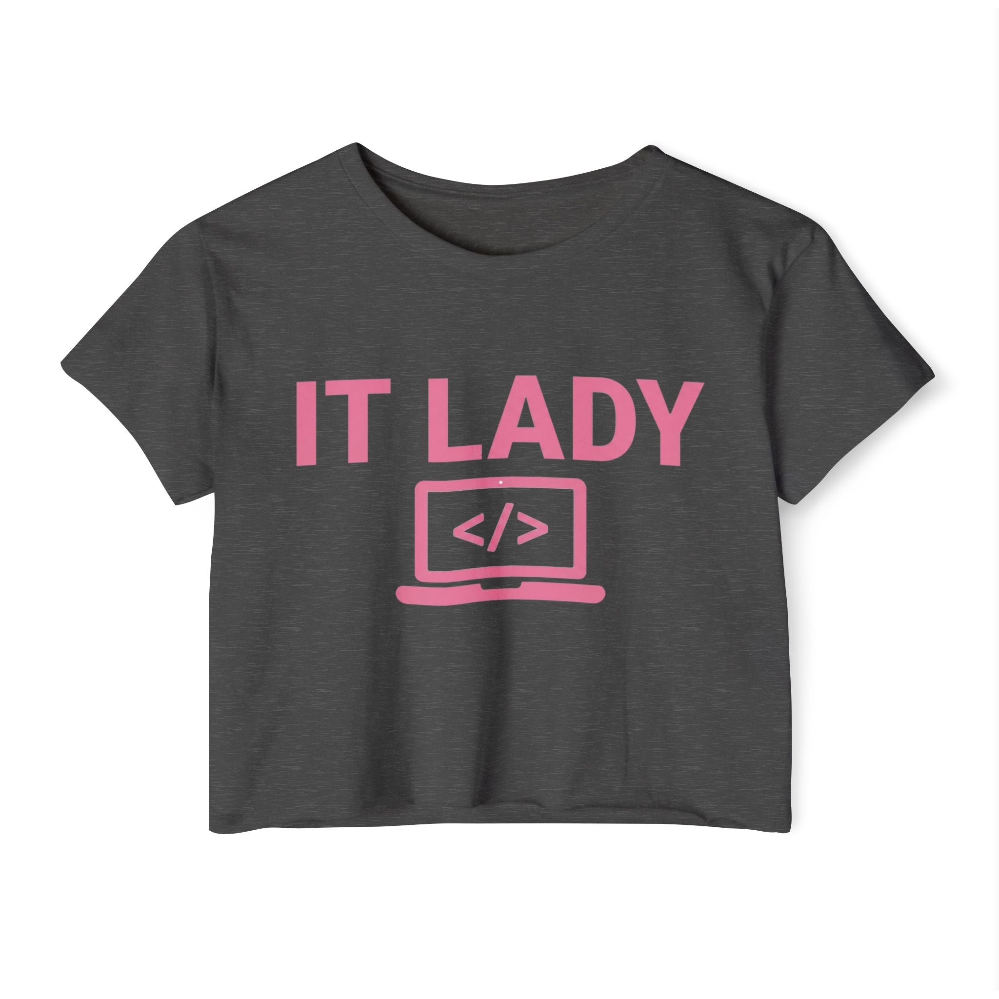 IT Lady with Laptop Crop Top T-Shirt
