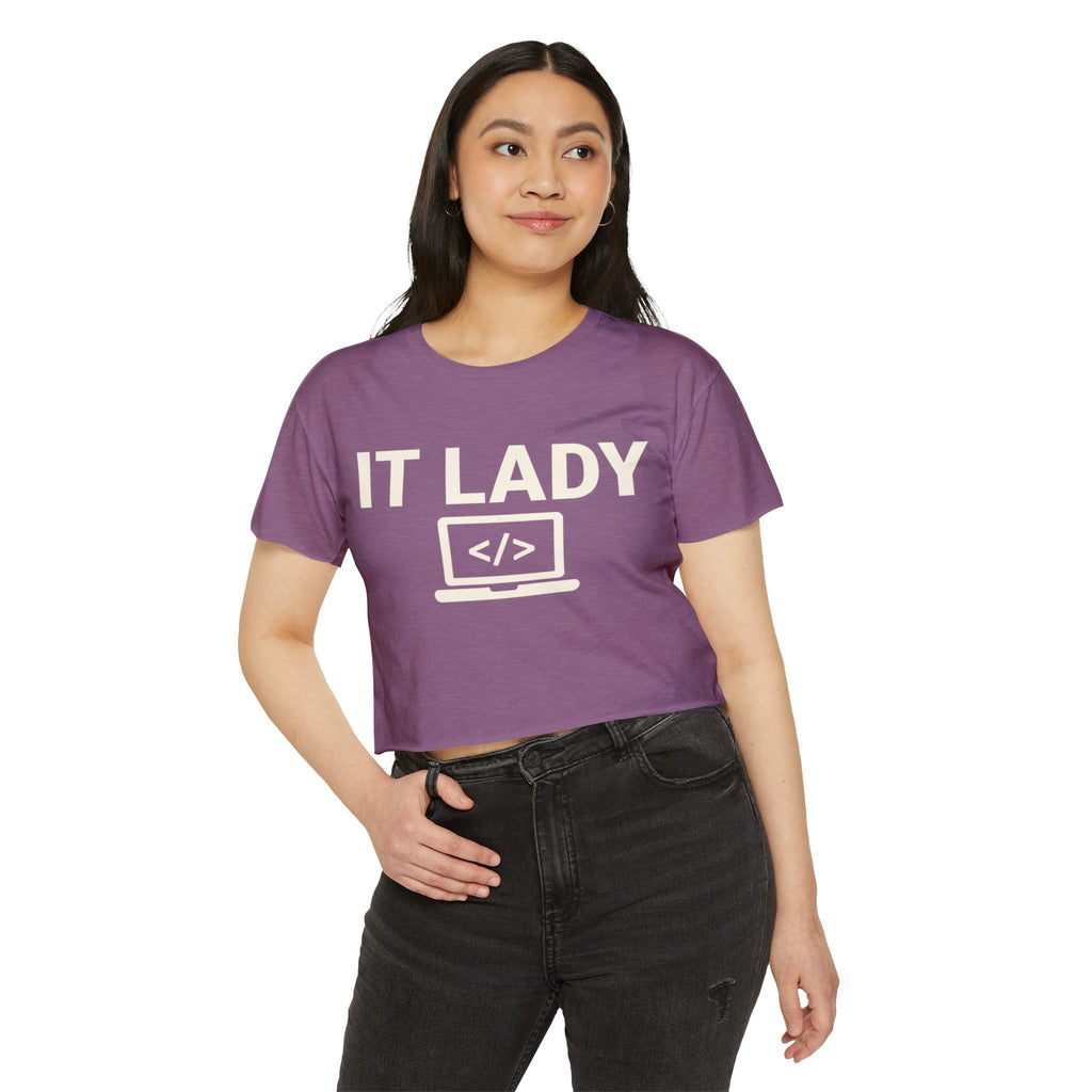 IT Lady with Laptop Crop Top T-Shirt
