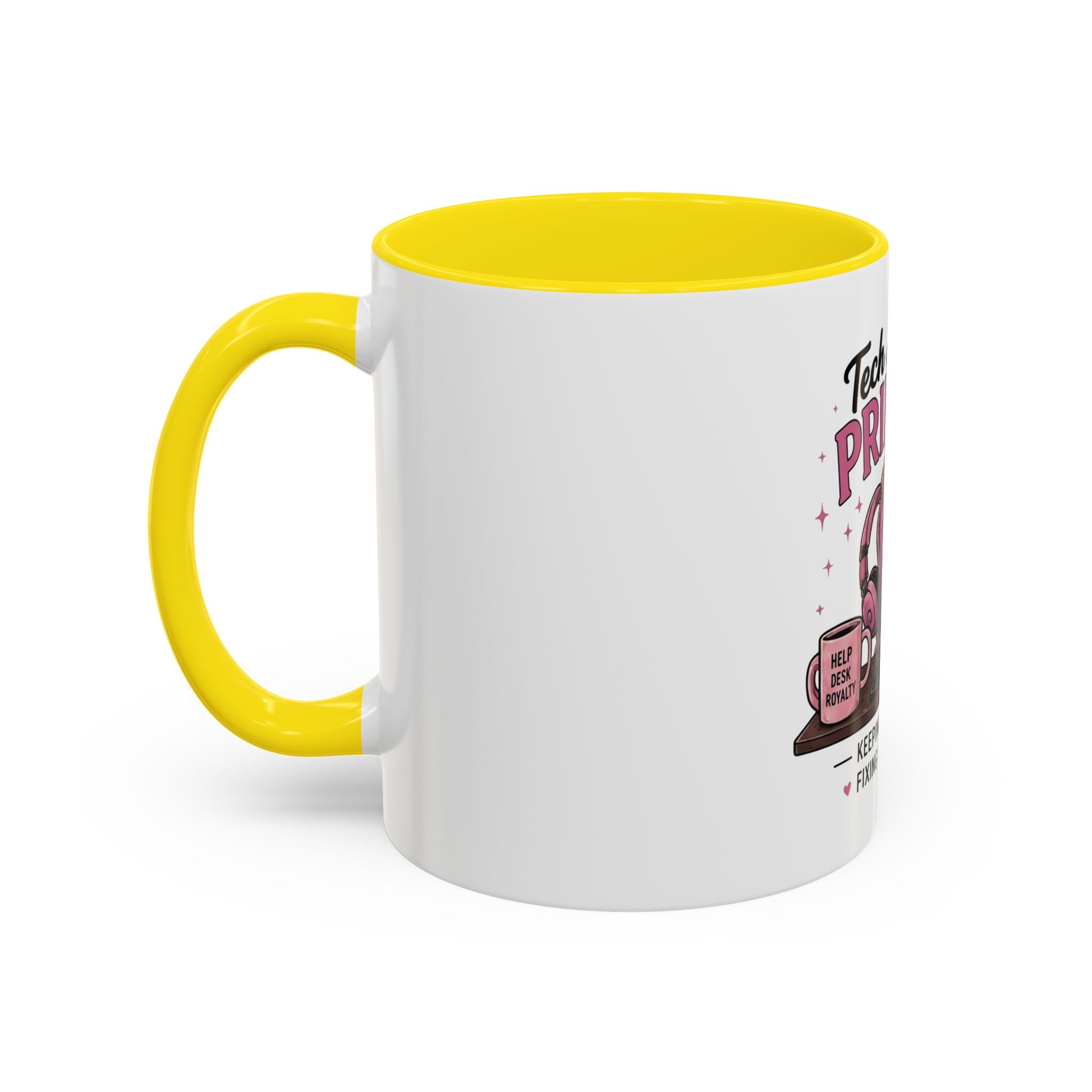 Coffee First Tickets Accent Mug - Funny Pink Heart Coffee Lover Gift (11/15oz)