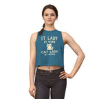 IT Lady at Work, Cat Lady at Home Crop Top