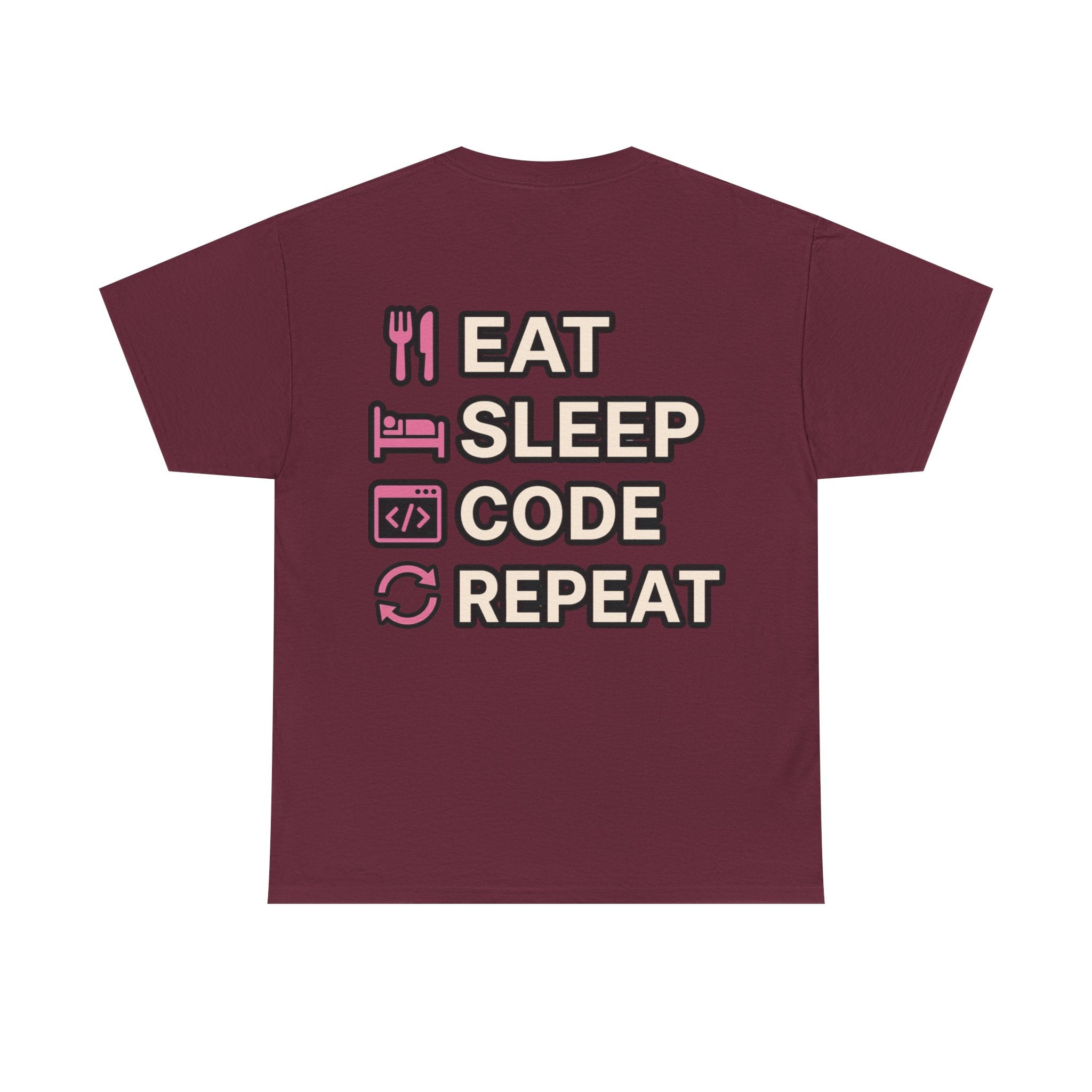 "Eat Sleep Code Repeat" Coder Heavy Cotton T‑Shirt