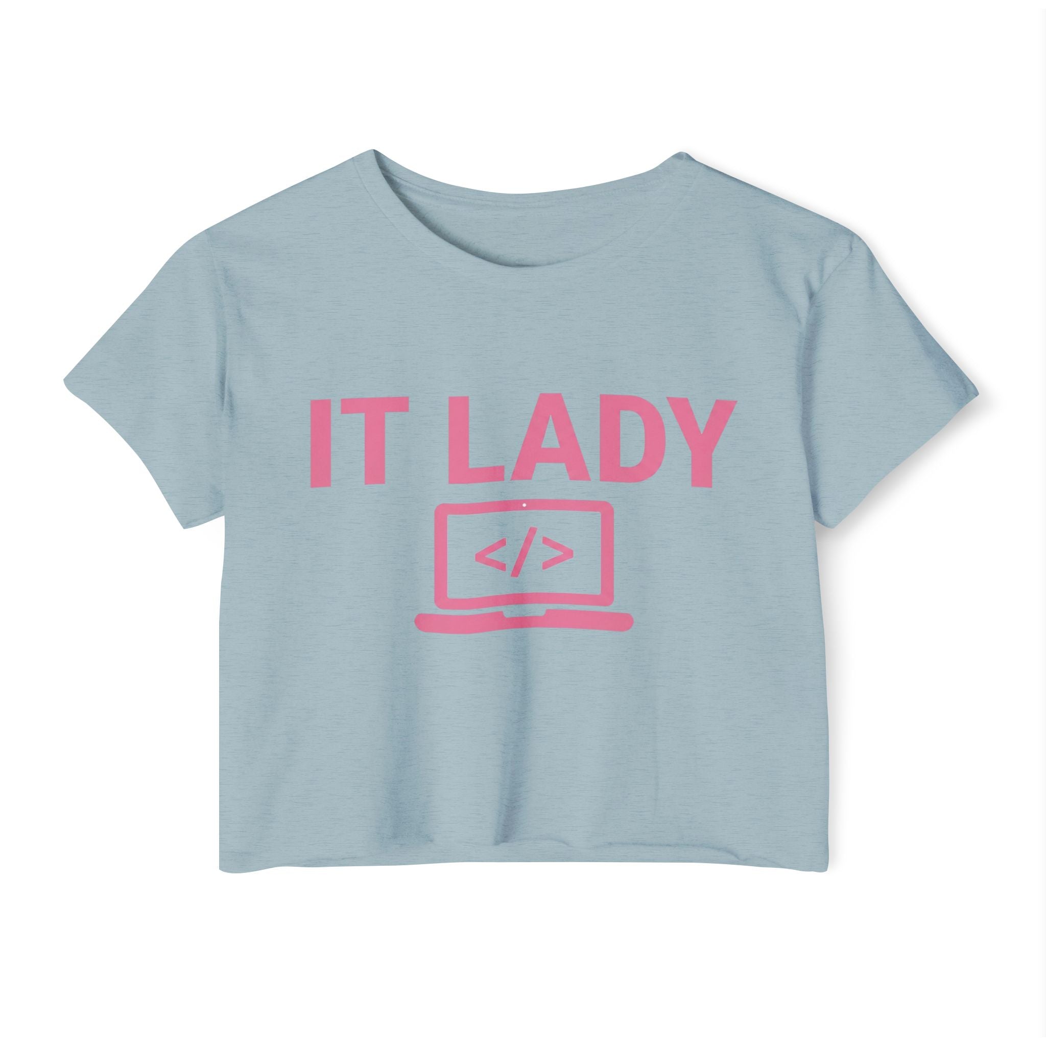 IT Lady with Laptop Crop Top T-Shirt