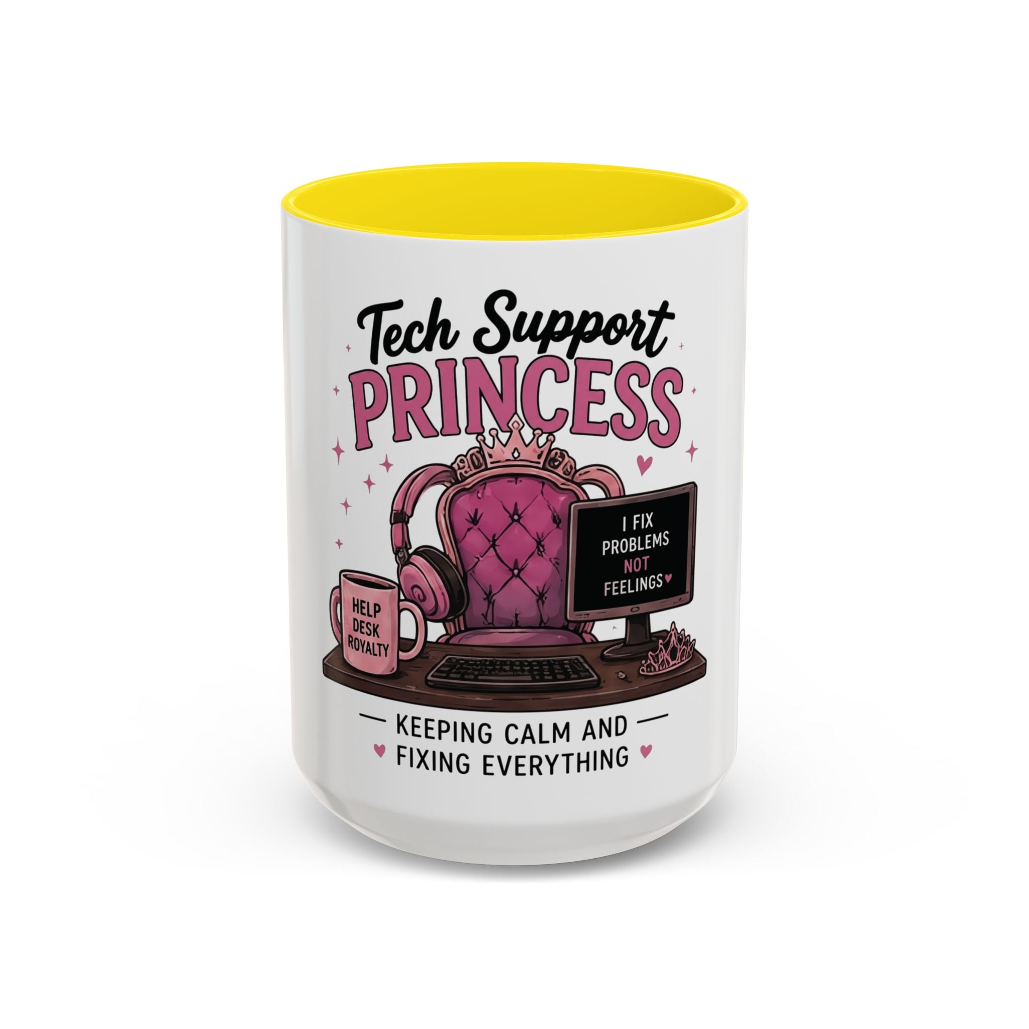 Coffee First Tickets Accent Mug - Funny Pink Heart Coffee Lover Gift (11/15oz)