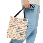 IT Lady Tote Bag - Retro Multicolor Typography All-Over Print