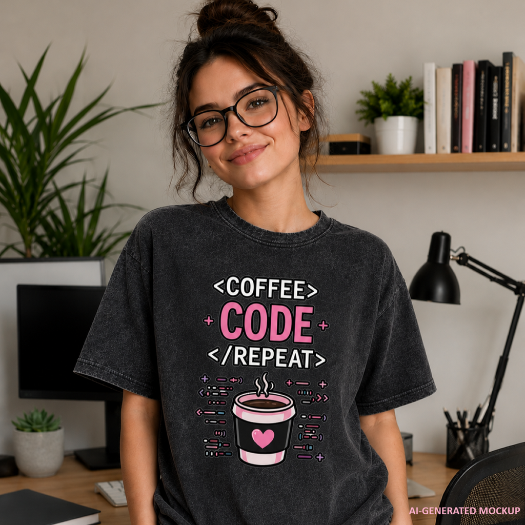 Coffee Code Repeat Unisex Vintage T-Shirt
