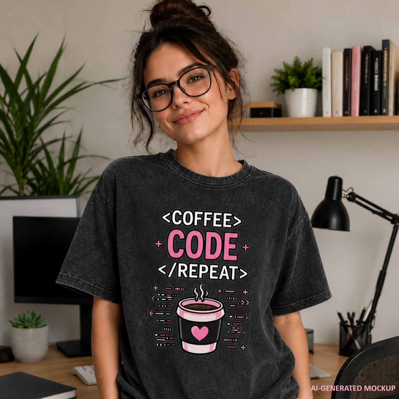 Coffee Code Repeat Unisex Vintage T-Shirt