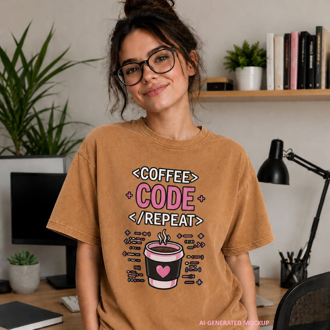 Coffee Code Repeat Unisex Vintage T-Shirt