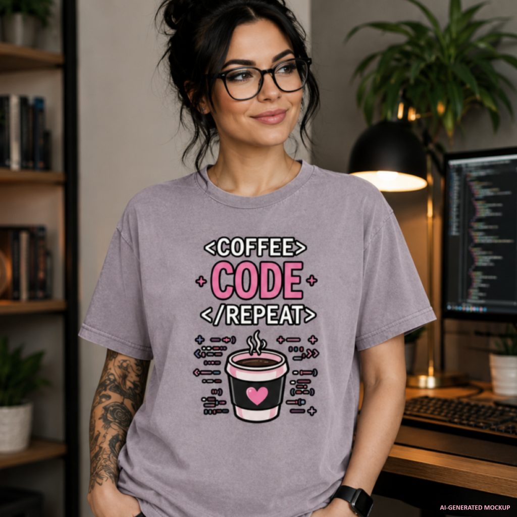 Coffee Code Repeat Unisex Vintage T-Shirt