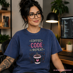 Coffee Code Repeat Unisex Vintage T-Shirt