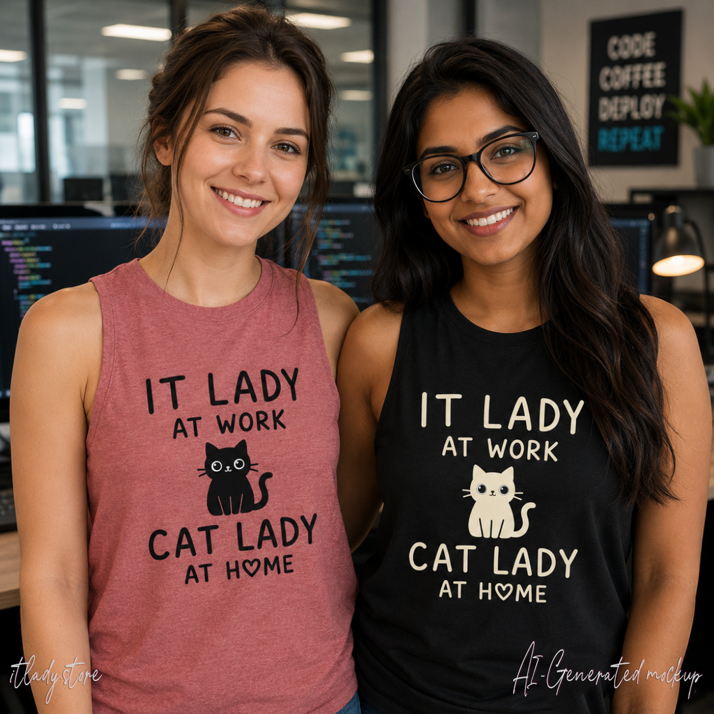 IT Lady at Work, Cat Lady at Home Crop Top