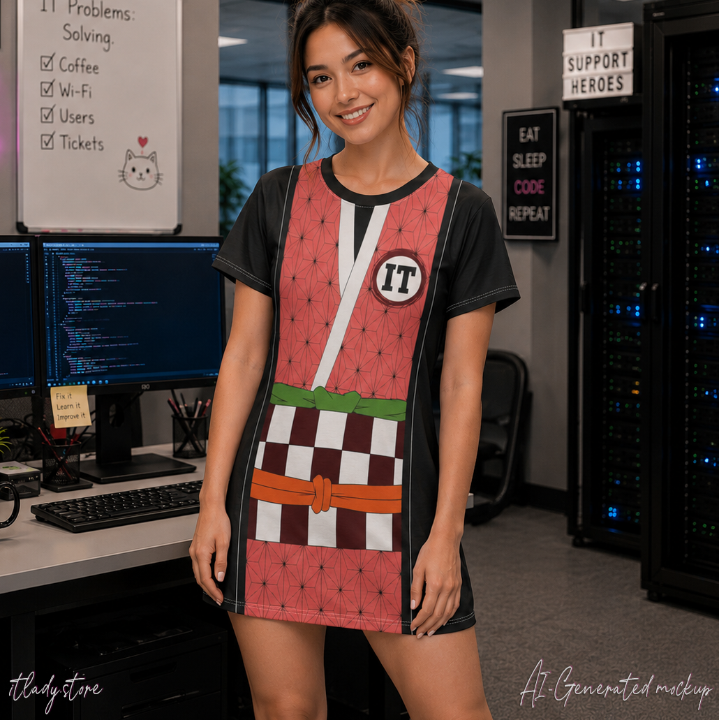 Anime-Inspired Kimono IT Slayer T-Shirt Dress