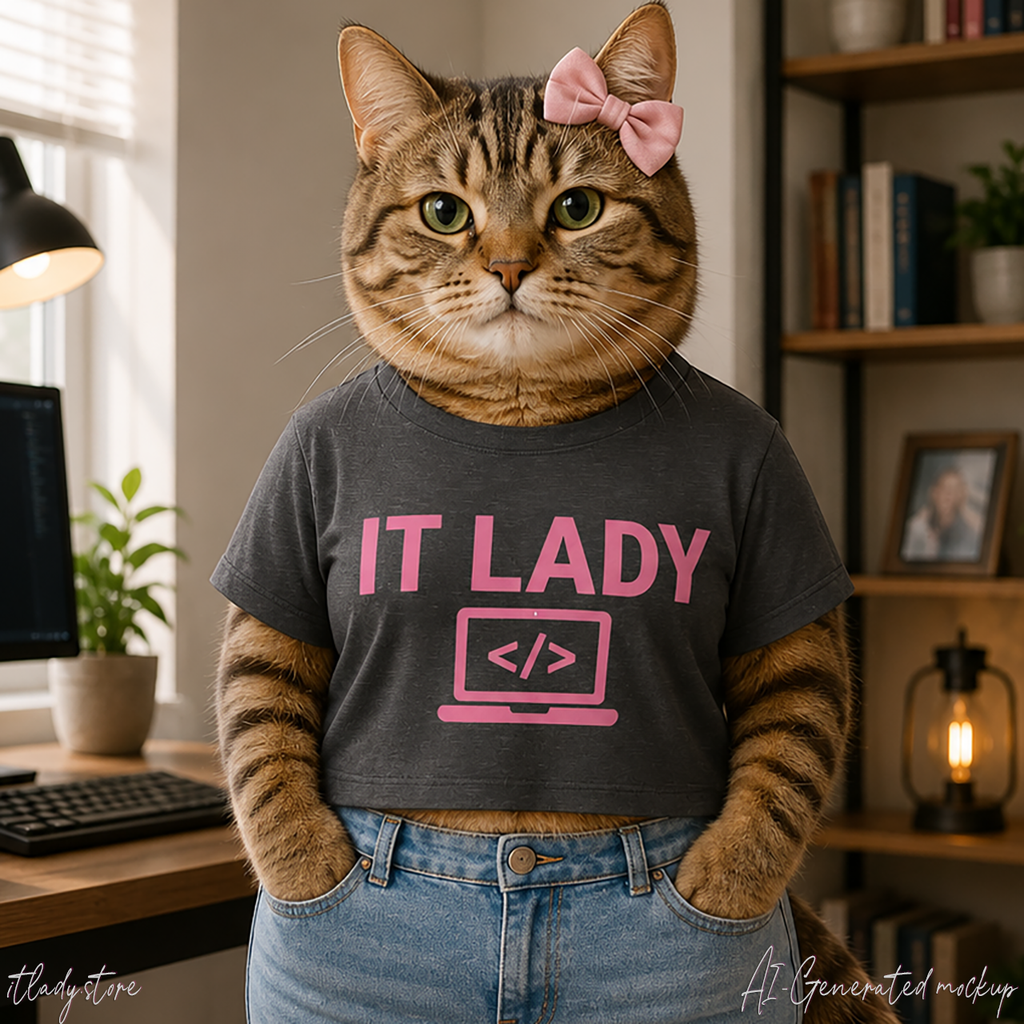 IT Lady with Laptop Crop Top T-Shirt