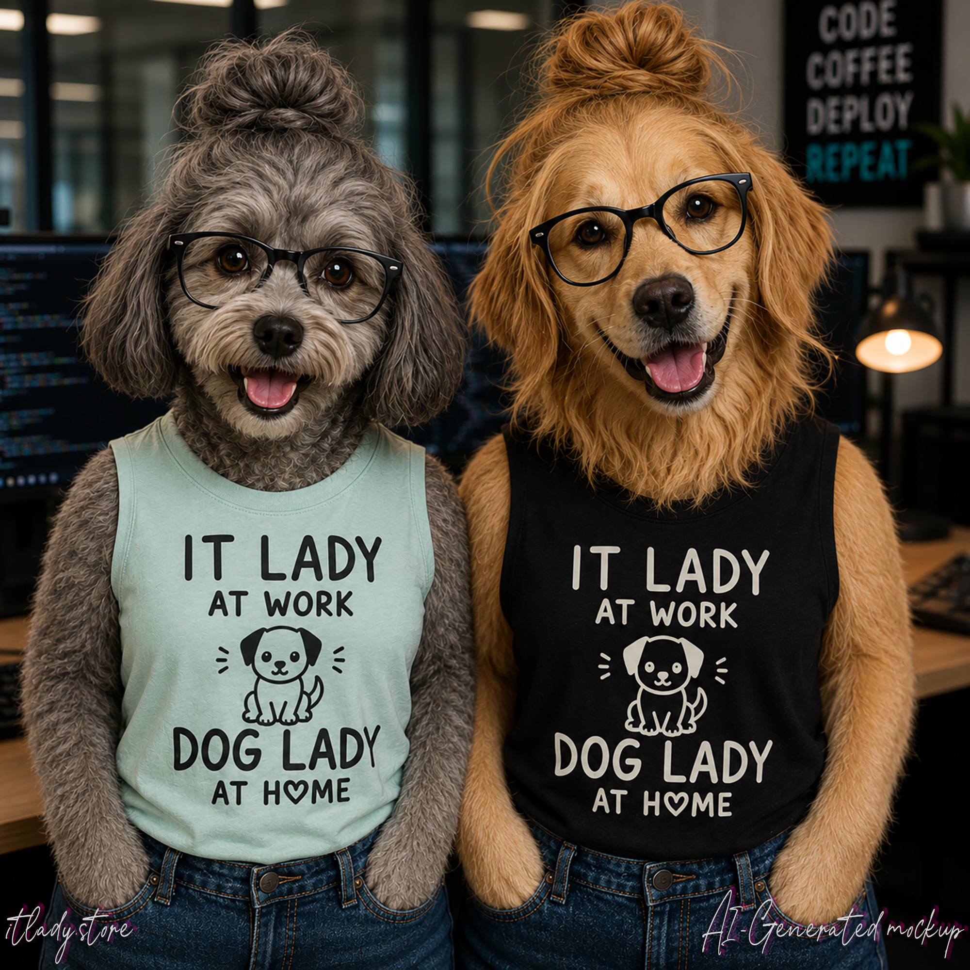 IT Lady at Work Dog Lady at Home Crop Tank Top