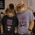 Coffee Code Repeat Unisex Vintage T-Shirt