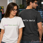 Front: print("Hello World") Back: Hello World Programmer Unisex Softstyle T-Shirt